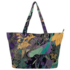 Ai Generated Flowers Trees Forest Mystical Forest Pattern Full Print Shoulder Bag by Ravend