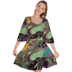 Ai Generated Flowers Trees Forest Mystical Forest Pattern Velour Kimono Dress by Ravend