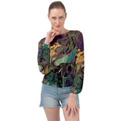 Ai Generated Flowers Trees Forest Mystical Forest Pattern Banded Bottom Chiffon Top by Ravend