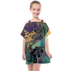 Ai Generated Flowers Trees Forest Mystical Forest Pattern Kids  One Piece Chiffon Dress by Ravend