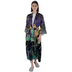 Ai Generated Flowers Trees Forest Mystical Forest Pattern Maxi Satin Kimono by Ravend