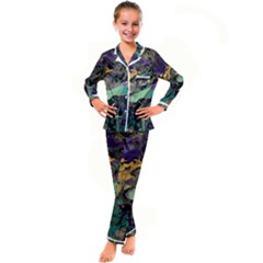 Ai Generated Flowers Trees Forest Mystical Forest Pattern Kid s Satin Long Sleeve Pajamas Set by Ravend