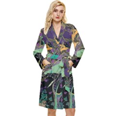 Ai Generated Flowers Trees Forest Mystical Forest Pattern Long Sleeve Velvet Robe by Ravend