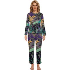 Ai Generated Flowers Trees Forest Mystical Forest Pattern Womens  Long Sleeve Lightweight Pajamas Set by Ravend