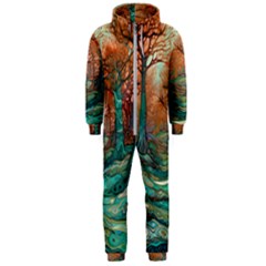 Ai Generated Tree Forest Mystical Forest Nature Hooded Jumpsuit (men) by Ravend