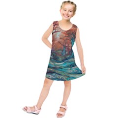 Ai Generated Tree Forest Mystical Forest Nature Kids  Tunic Dress by Ravend