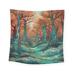 Ai Generated Tree Forest Mystical Forest Nature Square Tapestry (small) by Ravend