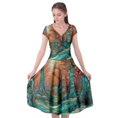 Ai Generated Tree Forest Mystical Forest Nature Cap Sleeve Wrap Front Dress by Ravend