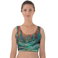 Ai Generated Tree Forest Mystical Forest Nature Velvet Crop Top by Ravend