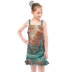 Ai Generated Tree Forest Mystical Forest Nature Kids  Overall Dress by Ravend