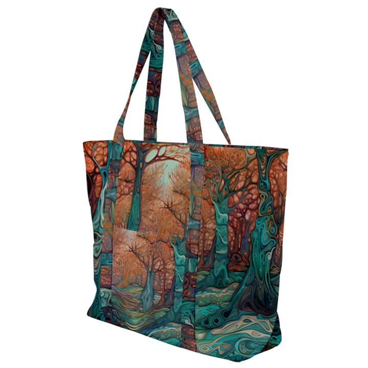 Ai Generated Tree Forest Mystical Forest Nature Zip Up Canvas Bag