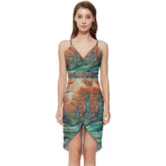 Ai Generated Tree Forest Mystical Forest Nature Wrap Frill Dress by Ravend