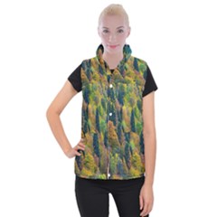 Forest Trees Leaves Fall Autumn Nature Sunshine Women s Button Up Vest by Ravend