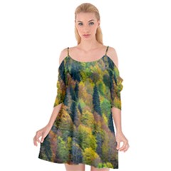 Forest Trees Leaves Fall Autumn Nature Sunshine Cutout Spaghetti Strap Chiffon Dress by Ravend