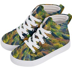 Forest Trees Leaves Fall Autumn Nature Sunshine Kids  Hi-top Skate Sneakers by Ravend