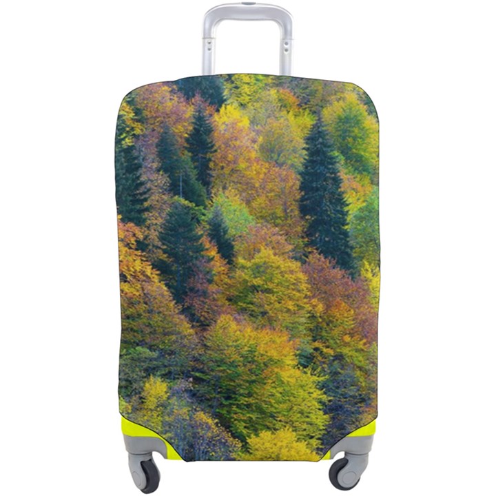 Forest Trees Leaves Fall Autumn Nature Sunshine Luggage Cover (Large)