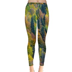 Forest Trees Leaves Fall Autumn Nature Sunshine Inside Out Leggings by Ravend