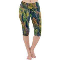 Forest Trees Leaves Fall Autumn Nature Sunshine Lightweight Velour Cropped Yoga Leggings by Ravend