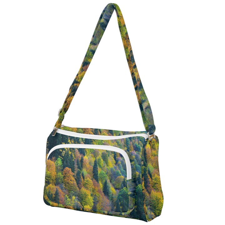 Forest Trees Leaves Fall Autumn Nature Sunshine Front Pocket Crossbody Bag