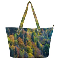 Forest Trees Leaves Fall Autumn Nature Sunshine Full Print Shoulder Bag by Ravend