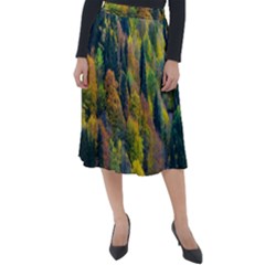 Forest Trees Leaves Fall Autumn Nature Sunshine Classic Velour Midi Skirt  by Ravend