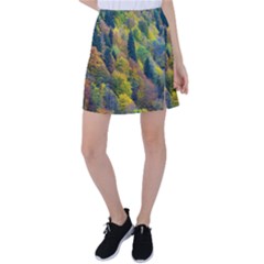 Forest Trees Leaves Fall Autumn Nature Sunshine Tennis Skirt by Ravend