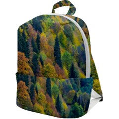 Forest Trees Leaves Fall Autumn Nature Sunshine Zip Up Backpack by Ravend