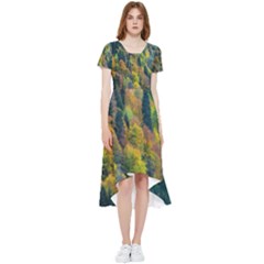 Forest Trees Leaves Fall Autumn Nature Sunshine High Low Boho Dress by Ravend