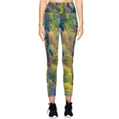 Forest Trees Leaves Fall Autumn Nature Sunshine Pocket Leggings  by Ravend