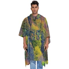 Forest Trees Leaves Fall Autumn Nature Sunshine Men s Hooded Rain Ponchos by Ravend