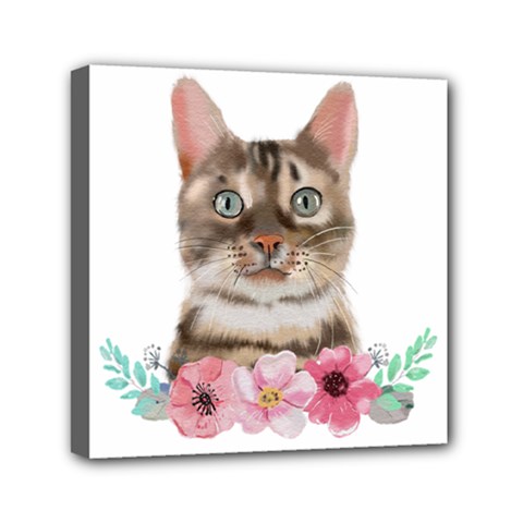 Watercolor Cat Mini Canvas 6  X 6  (stretched) by SychEva