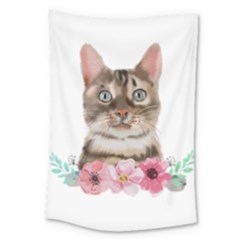 Watercolor Cat Large Tapestry by SychEva