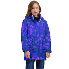 Cold Colorful Geometric Abstract Pattern Kid s Hooded Longline Puffer Jacket by dflcprintsclothing