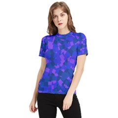 Cold Colorful Geometric Abstract Pattern Women s Short Sleeve Rash Guard by dflcprintsclothing