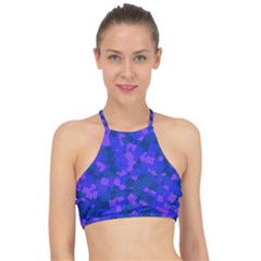 Cold Colorful Geometric Abstract Pattern Racer Front Bikini Top