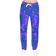 Cold Colorful Geometric Abstract Pattern Women Velvet Drawstring Pants by dflcprintsclothing