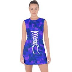 Cold Colorful Geometric Abstract Pattern Lace Up Front Bodycon Dress by dflcprintsclothing