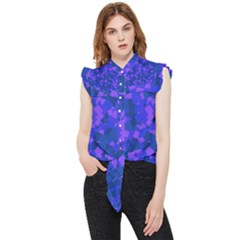 Cold Colorful Geometric Abstract Pattern Frill Detail Shirt by dflcprintsclothing