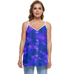 Cold Colorful Geometric Abstract Pattern Casual Spaghetti Strap Chiffon Top by dflcprintsclothing