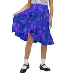 Cold Colorful Geometric Abstract Pattern Kids  Ruffle Flared Wrap Midi Skirt by dflcprintsclothing