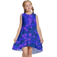 Cold Colorful Geometric Abstract Pattern Kids  Frill Swing Dress