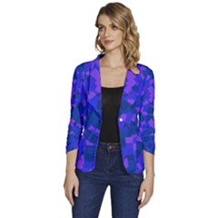 Cold Colorful Geometric Abstract Pattern Women s One-button 3/4 Sleeve Short Jacket by dflcprintsclothing