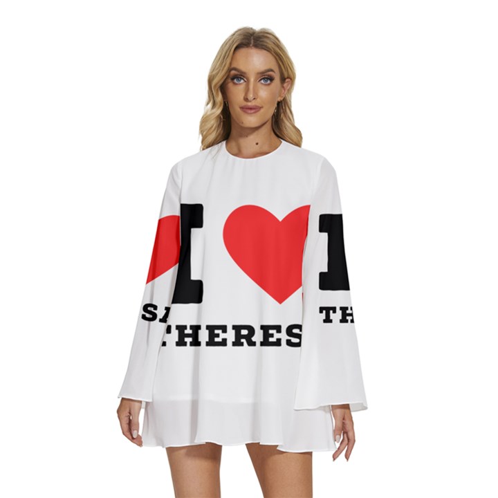 I love theresa Round Neck Long Sleeve Bohemian Style Chiffon Mini Dress