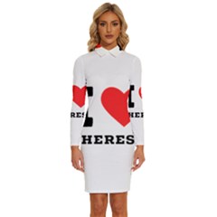 I Love Theresa Long Sleeve Shirt Collar Bodycon Dress by ilovewhateva