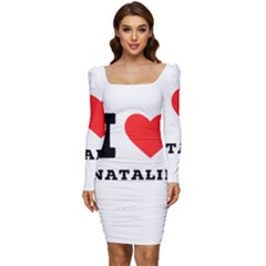 I Love Natalie Women Long Sleeve Ruched Stretch Jersey Dress