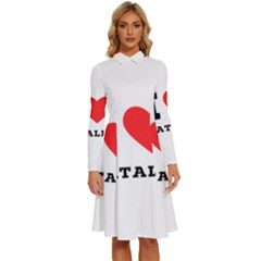 I Love Natalie Long Sleeve Shirt Collar A-line Dress by ilovewhateva