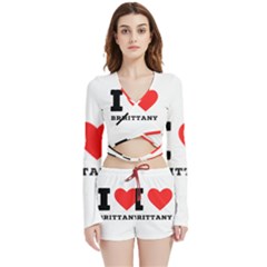 I Love Brittany Velvet Wrap Crop Top And Shorts Set by ilovewhateva