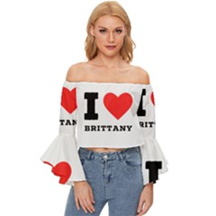 I Love Brittany Off Shoulder Flutter Bell Sleeve Top by ilovewhateva