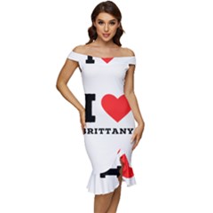 I Love Brittany Off Shoulder Ruffle Split Hem Bodycon Dress by ilovewhateva