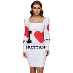 I Love Brittany Women Long Sleeve Ruched Stretch Jersey Dress by ilovewhateva